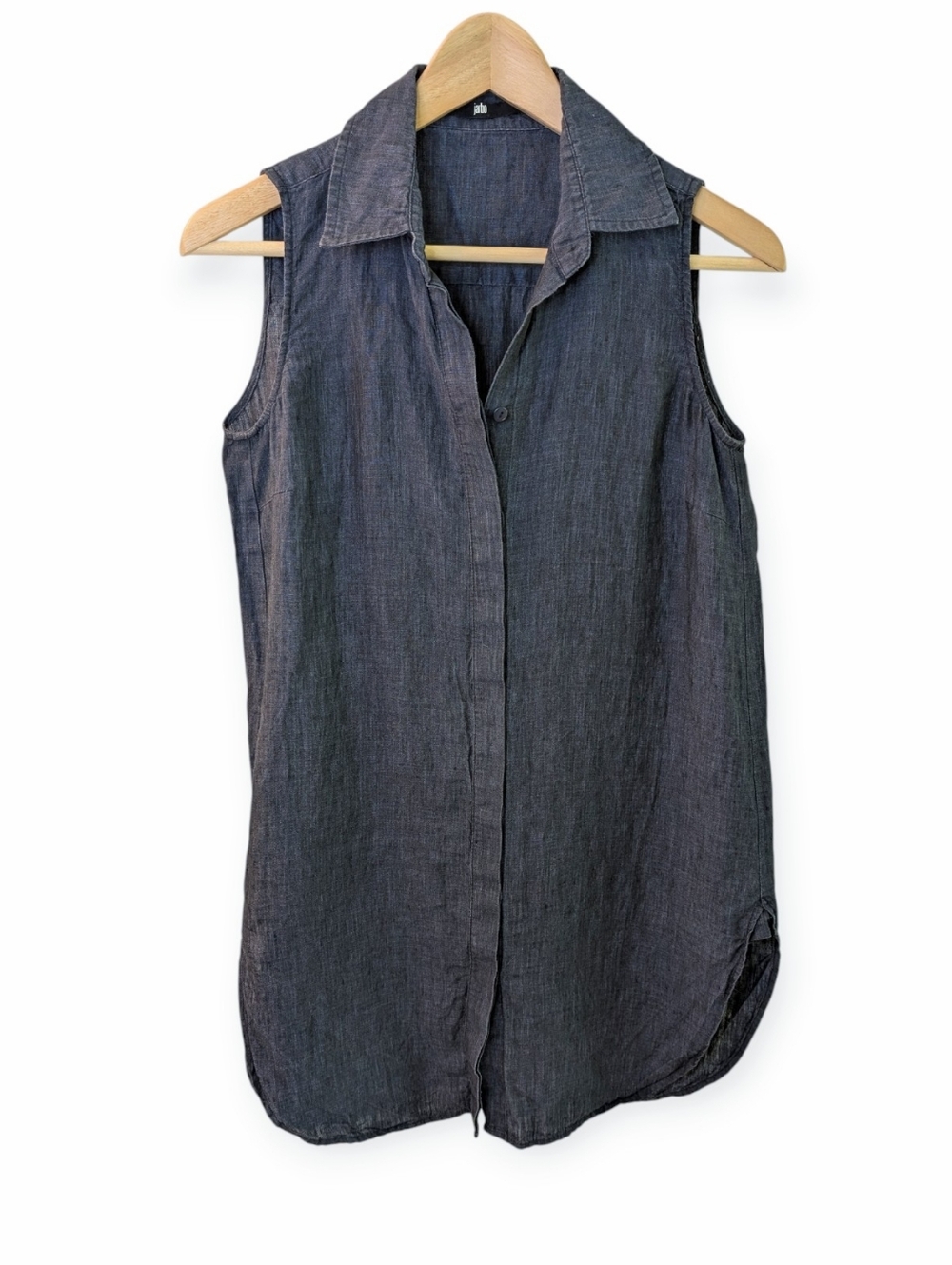 Jarbo Sleeveless Long Button-Front Tunic Blue 0